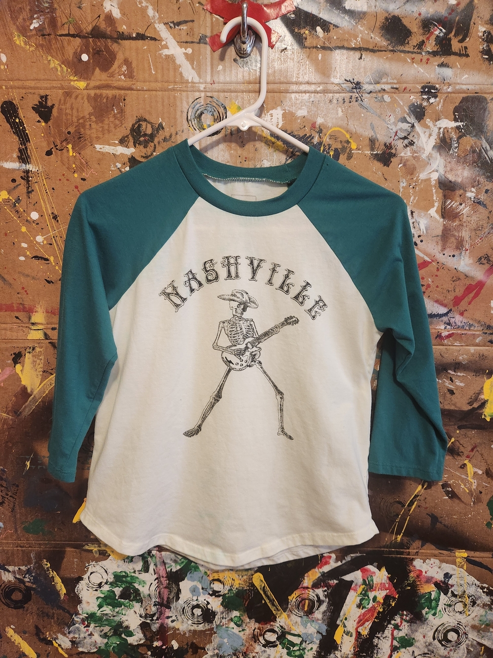 Full Tilt Teal & White Nashville Raglan Tee